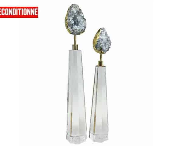 VASE DE DECORATION SET DE 2 PCS REF 07 COULEUR GRIS DORE RECOND Z