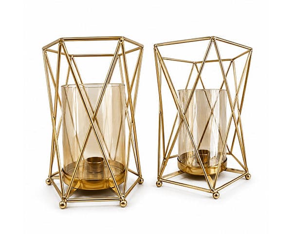 VASE DE DECORATION SET DE 2 PCS REF 115A 115B COULEUR DORE Z