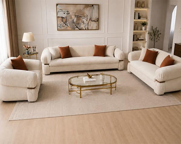 SALON TISSU 6 PLACES S-1234 COULEUR GA-SOLO111 BEIGE