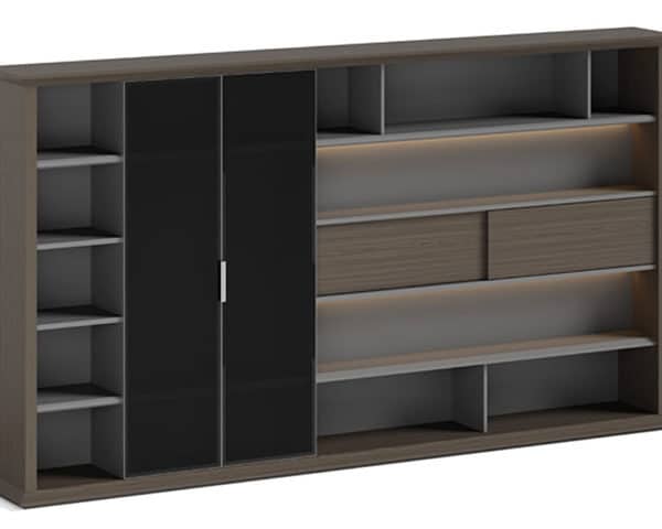 MEUBLE DE RANGEMENT HAUT OZ 3144-32 3200*400*2000 EBONY + IRON GRAY