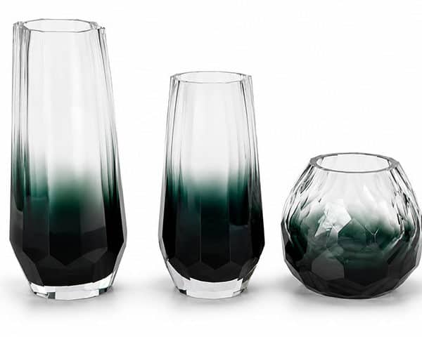 VASE DE DECORATION SET DE 3 PCS HH609 611 612 COULEUR NOIR/ARGENTE Z