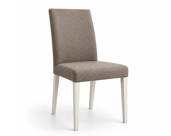 CHAISE TABLE A MANGER TISSU HILLARY COULEUR MARRON BLANC