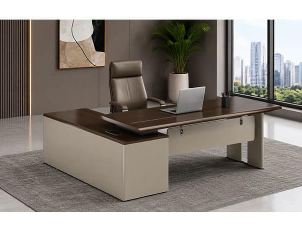 BUREAU DIRECTION +RETOUR OZ 3705-20 2000*1800*760 CLR EBONY+IRON GRAY