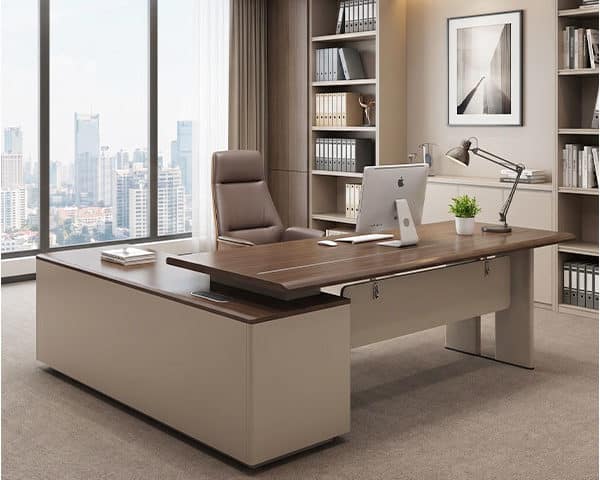 BUREAU DIRECTION +RETOUR OZ 3705-20 2000*1800*760 CLR EBONY+IRON GRAY