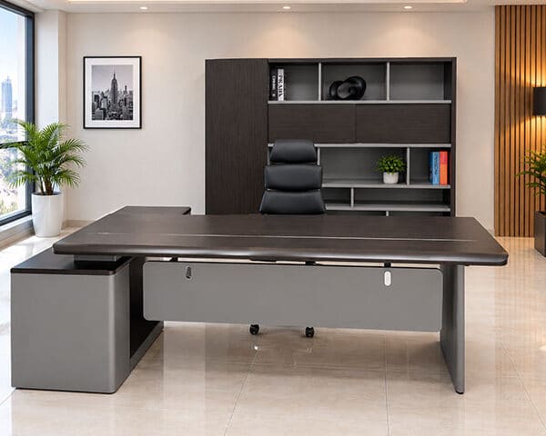 BUREAU DIRECTION +RETOUR OZ 3705-20 2000*1800*760 EBONY+IRON GRAY