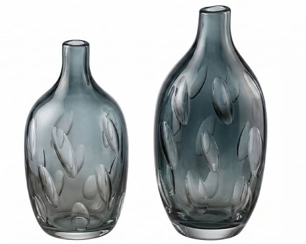 VASE DE DECORATION SET DE 2 PCS REF 21-10-13 21-10-14 NOIR/ARGENTE Z