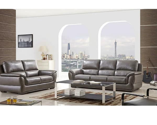Promotion 11 SALON CUIR 6 PLACES S-573 COULEUR A99 GRIS SILVER