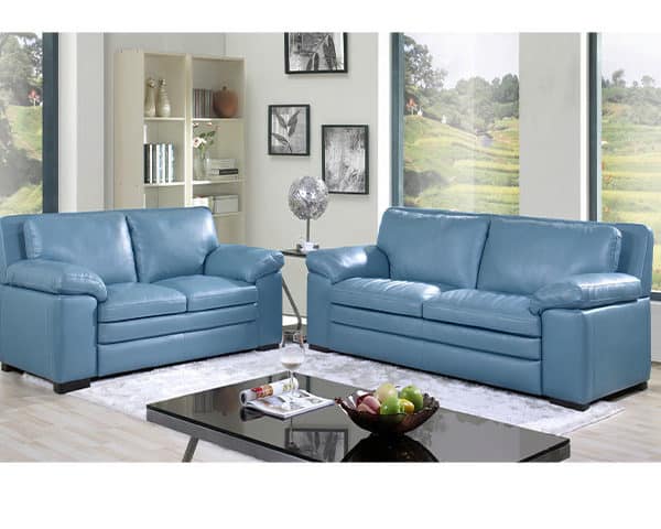 SALON CUIR 6 PLACES S-131 COULEUR A87 LIGHT BLUE