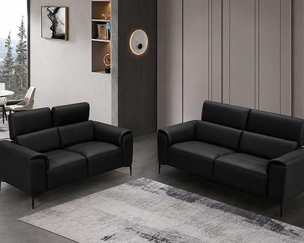 SALON CUIR 6 PLACES SX-9053 COULEUR DIEZ 511 NOIRE