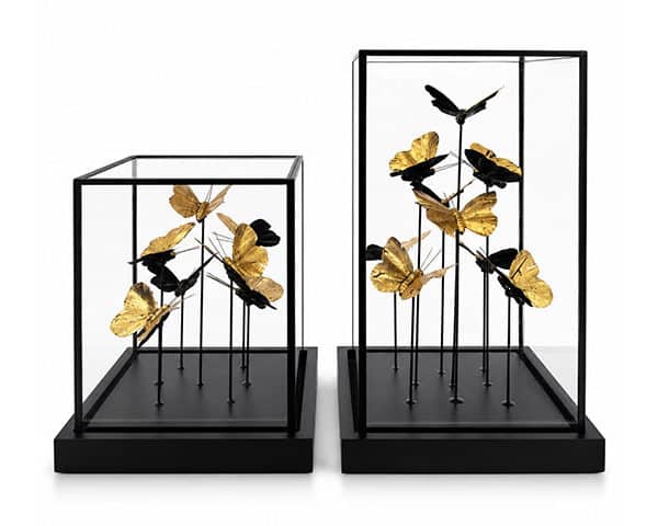 VASE DE DECORATION SET DE 2 PCS T-164 T-165 DORE/ ARGENTE/NOIR Z
