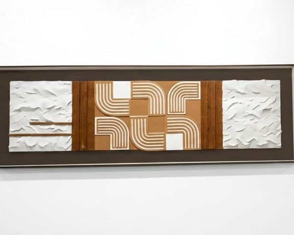 TABLEAU DE DECORATION REF 1381 BLANC/MARRON/DORE 155X55X25