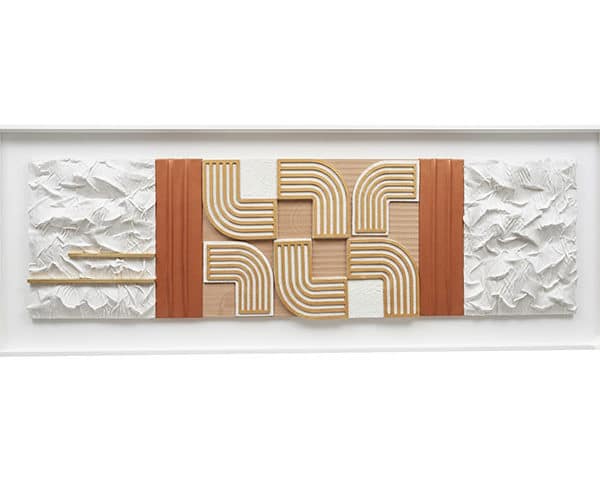 TABLEAU DE DECORATION REF 1381 BLANC/MARRON/DORE 155X55X25