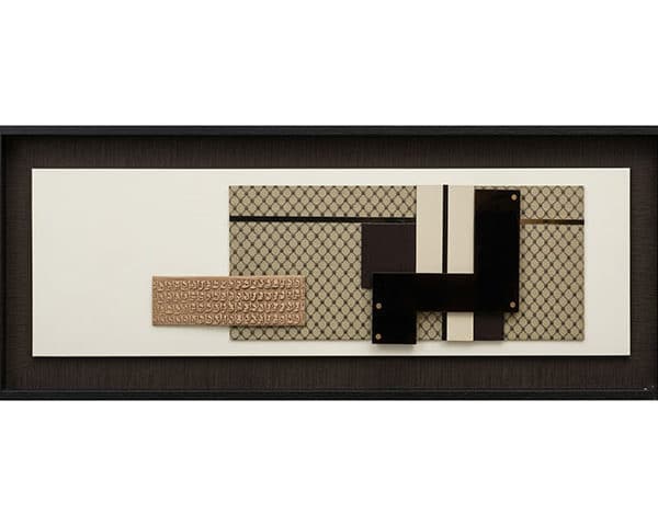 ABLEAU DE DECORATION REF 1382 BLANC/GRIS /NOIR/BEIGE/DORE 155X55X25