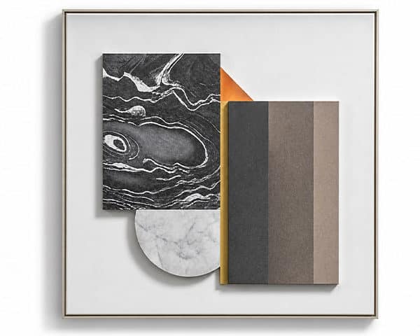 TABLEAU DE DECORATION REF 1582 BLANC/NOIR/MARRON/DORE 105X105X20