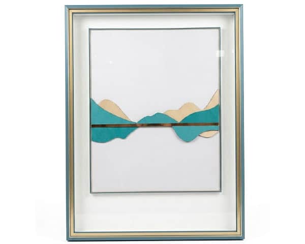 TABLEAU DE DECORATION REF 780 BLANC/BLEUE/DORE 65X85X30