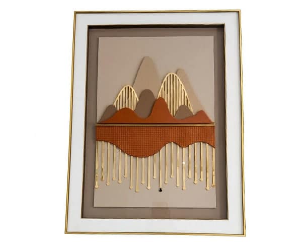 TABLEAU DE DECORATION REF 782 BEIGE/DORE/MARRON 65X85X30