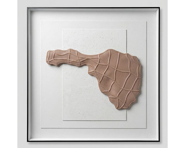 TABLEAU DE DECORATION REF 785 BLANC/GRIS/MARRON 60X60X20