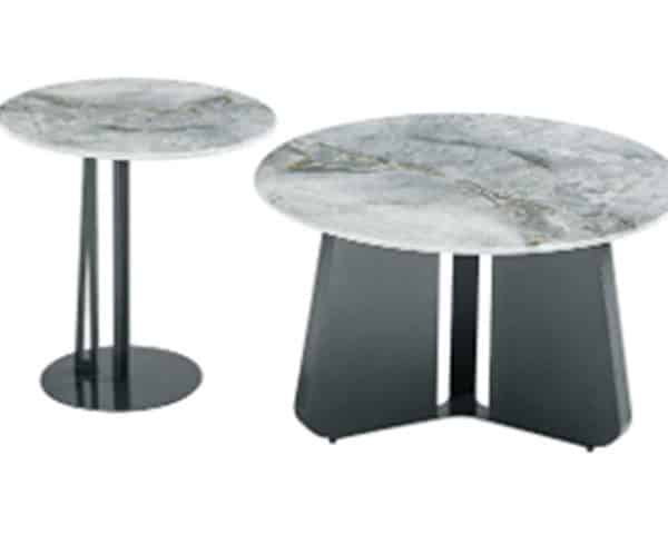TABLE BASSE+TABLE DE COIN REF A-803 CLR NOIR/BLANC 78X78X3,5 50X50