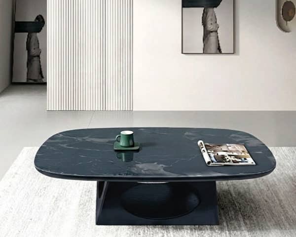 TABLE BASSE EN MARBRE A-872 COULEUR NOIR/MARRON/BLANC 86X85X8,5
