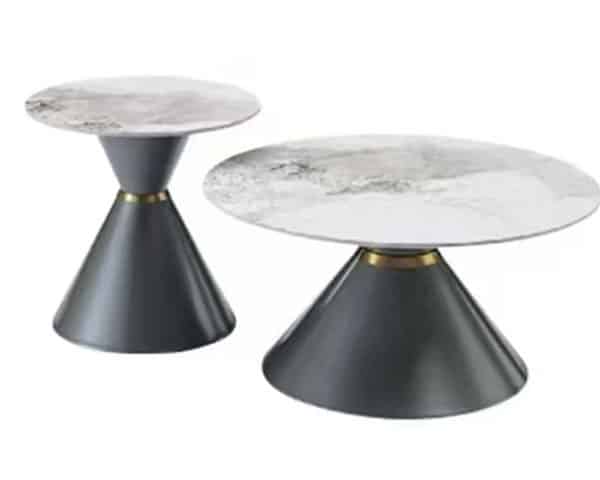 TABLE BASSE+TABLE DE COIN EN MARBRE REF AH-G055 CLR BEIGE 80X80X3,5