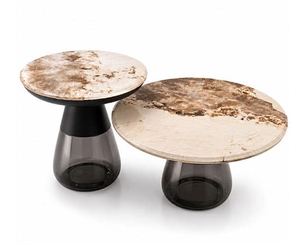 TABLE BASSE EN MARBRE SET DE 2 PCS REF CJ050-2 CLR MARRON/BEIGE 75X50