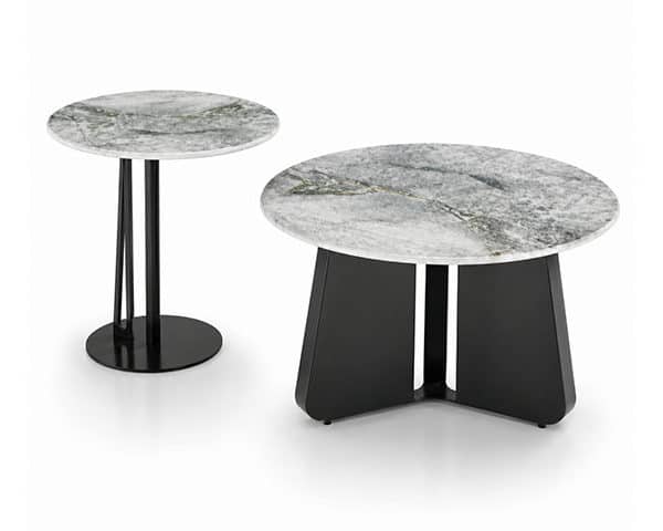 TABLE BASSE EN MARBRE SET DE PCS REF A-803 NOIR/BLANC 78X78X3,5 50X50