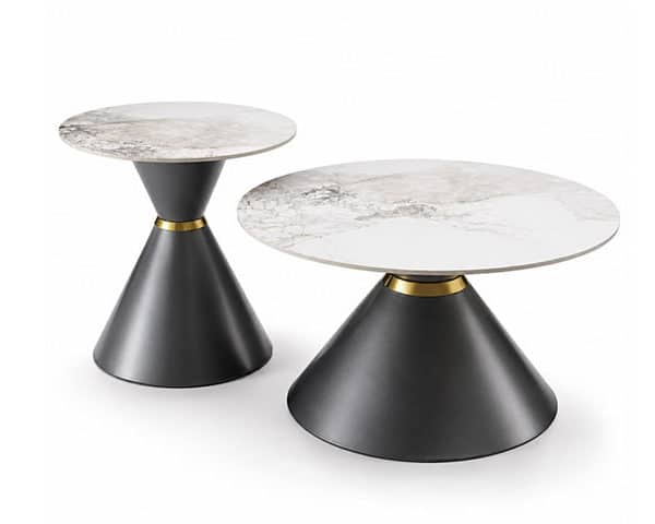 TABLE BASSE EN MARBRE SET DE 2 PCS REF AH-G055 CLR BEIGE 80X80X3,5