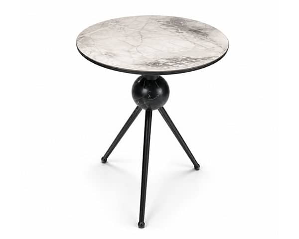 TABLE DE COIN EN MARBRE REF 068COULEUR GRIS/NOIR 58X53X4