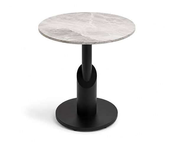 TABLE DE COIN EN MARBRE REF 070 COULEUR GRIS/NOIR 53X53X4