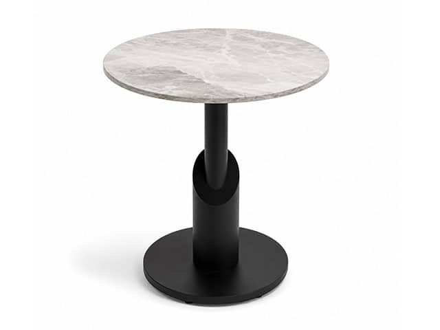 TABLE DE COIN EN MARBRE REF 070 COULEUR GRIS/NOIR 53X53X4