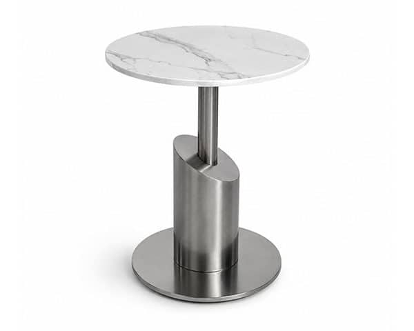 TABLE DE COIN EN MARBRE REF E213 COULEUR NOIR/BLANC 37X37X55