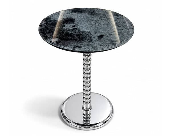 TABLE DE COIN EN VERRE JL-03 COULEUR NOIR/ARGENTE 51X51X12