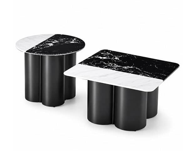 TABLE BASSE EN MARBRE SET DE 2 PCS AH-2508 CLR NOIR/BLANC 63X63X4