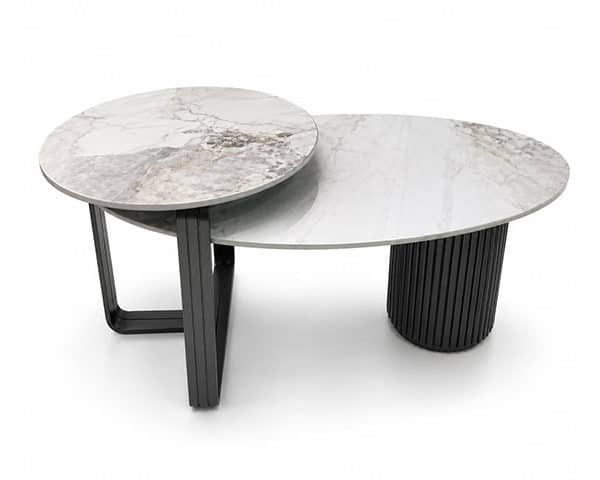 TABLE BASSE EN MARBRE SET DE 2 PCS AH-4980 CLR NOIR/BLANC 120X60