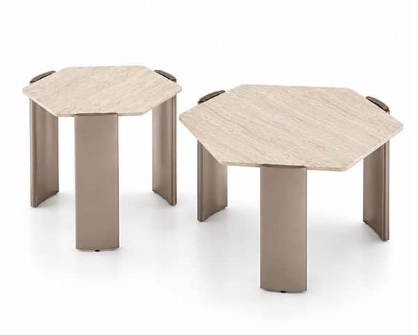 TABLE BASSE EN MARBRE SET DE 2 PCS REF A-806 MARRON/BEIGE 93X93X3,5