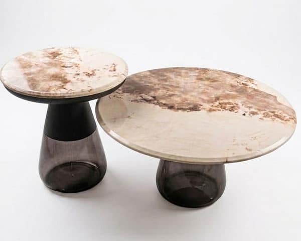 TABLE BASSE EN MARBRE SET DE 2 PCS REF CJ050-2 CLR GRIS/NOIR 75X50