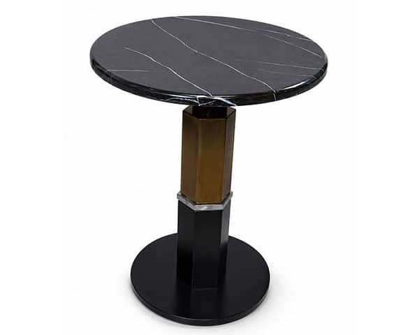 TABLE DE COIN EN VERRE REF JL021 COULEUR NOIR/DORE 45X45