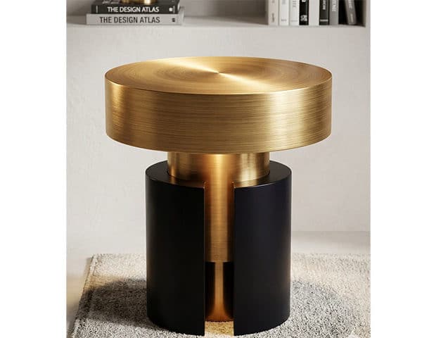 TABLE DE COIN EN METAL REF JL010 COULEUR NOIR/DORE 45X45