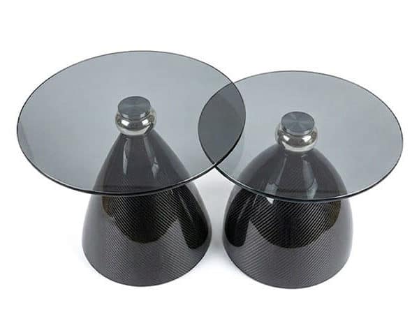 TABLE DE COIN EN VERRE SET DE PCS REF JL018 COULEUR NOIR 45X45