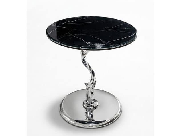 TABLE DE COIN EN VERRE JL-02 COULEUR NOIR/ARGENTE 51X51X12