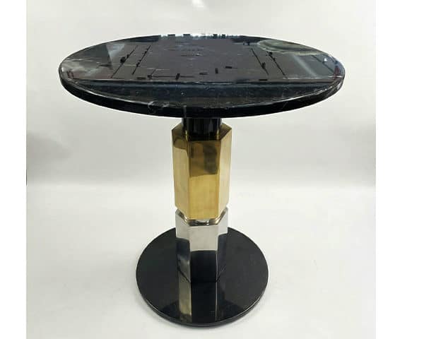 TABLE DE COIN EN MARBRE REF JL021 COULEUR NOIR/DORE 45X45