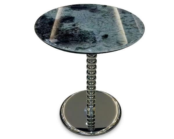 TABLE DE COIN EN VERRE JL-03 COULEUR NOIR/ARGENTE 51X51X12