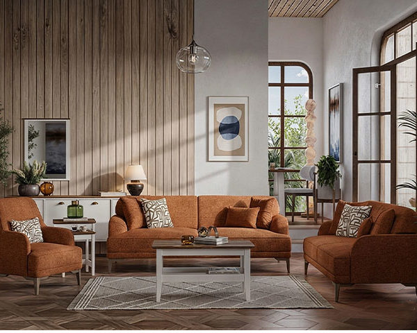 SALON TISSU 6 PLACES LUCY COULEUR KB225,G97 ORANGE
