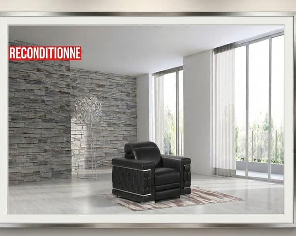 SALON CUIR 1 PLACE S-692 COULEUR NOIR A90 RECOND