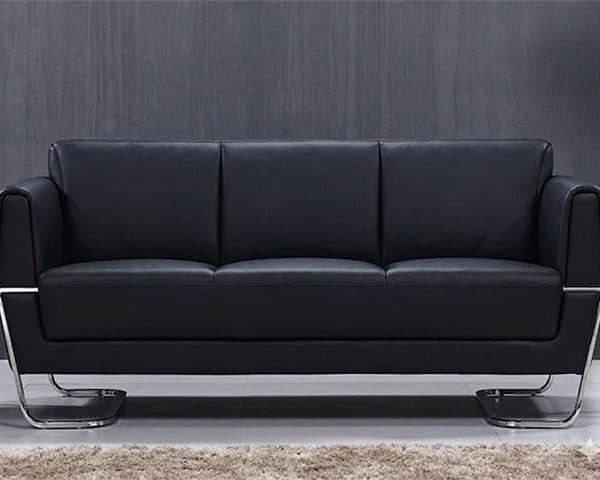 SALON DE BUREAU 3 PLACES PU SF-169 NOIR 198*79*80
