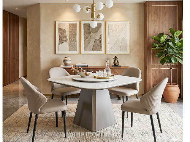 TABLE A MANGER EN MARBRE 4 PLACES REF 621/671 CLR BLANC/GRIS 80*80*3