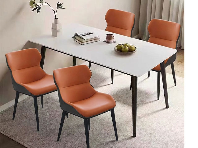 TABLE A MANGER EN MARBRE 4 PLACES REF T06 COULEUR BLANC/MARON 140X80