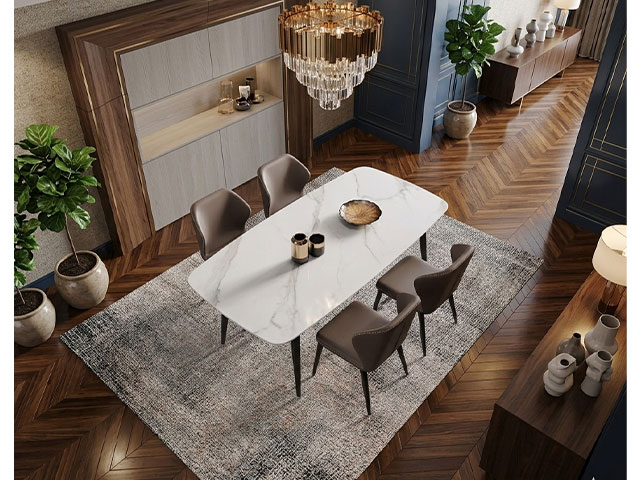 TABLE A MANGER EN MARBRE 4 PLC REF T08 BLANC/GRIS/NOIR/MARON 140X80