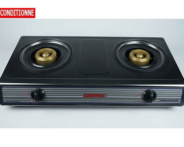 PLAQUE CUISSON 2 FEUX A GAZ GEEPAS GGC31033 CLR INOX 71*33*11 RECOND