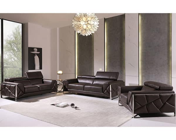 SALON CUIR 6 PLACES S-903 COULEUR MARRON FONCE A88